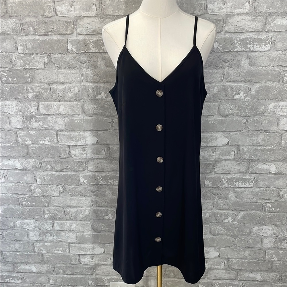 Amazon Youngsun Black Mini Dress with Button Detail